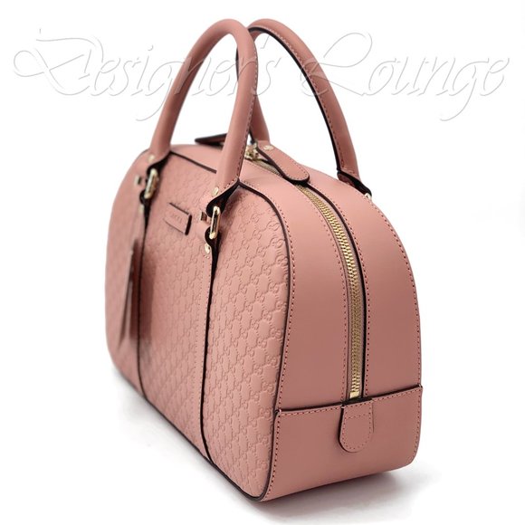 NEW GUCCI Micro GG Guccissima BREE Soft Pink Leather Medium Boston Bag $1,690 - Picture 5 of 16